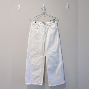 Banana Republic High Rise Wide Leg Crop White Jeans